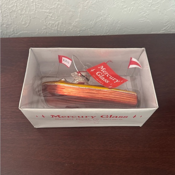 Mercury Glass Santa Speed Boat Christmas Tree Ornament Department 56 Handpainted - Picture 12 of 12